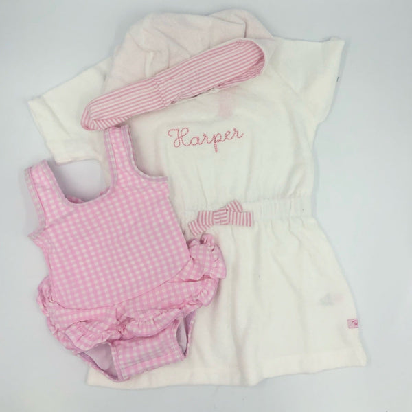Pink Gingham Seersucker Infant Suit