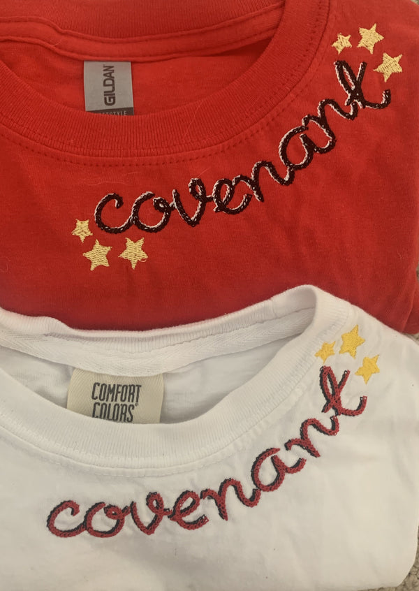 The Covenant School Red & White Tees (Youth & Adult Sizes)