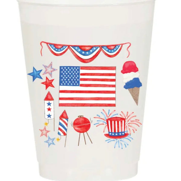4th of July Red, White and Blue Watercolor Cups (Multiple Styles)