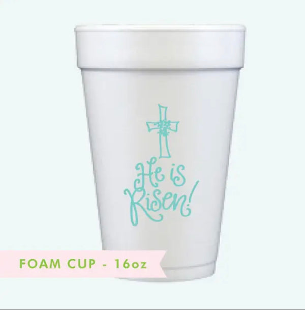 He is Risen Styrofoam Cups (Pink or Turquoise)